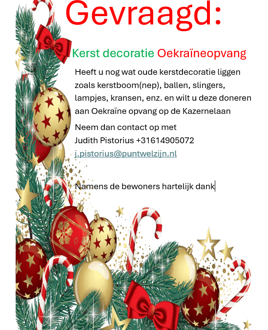 Schenk kerstdecoraties aan onze Oekraïnse wijkbewoners